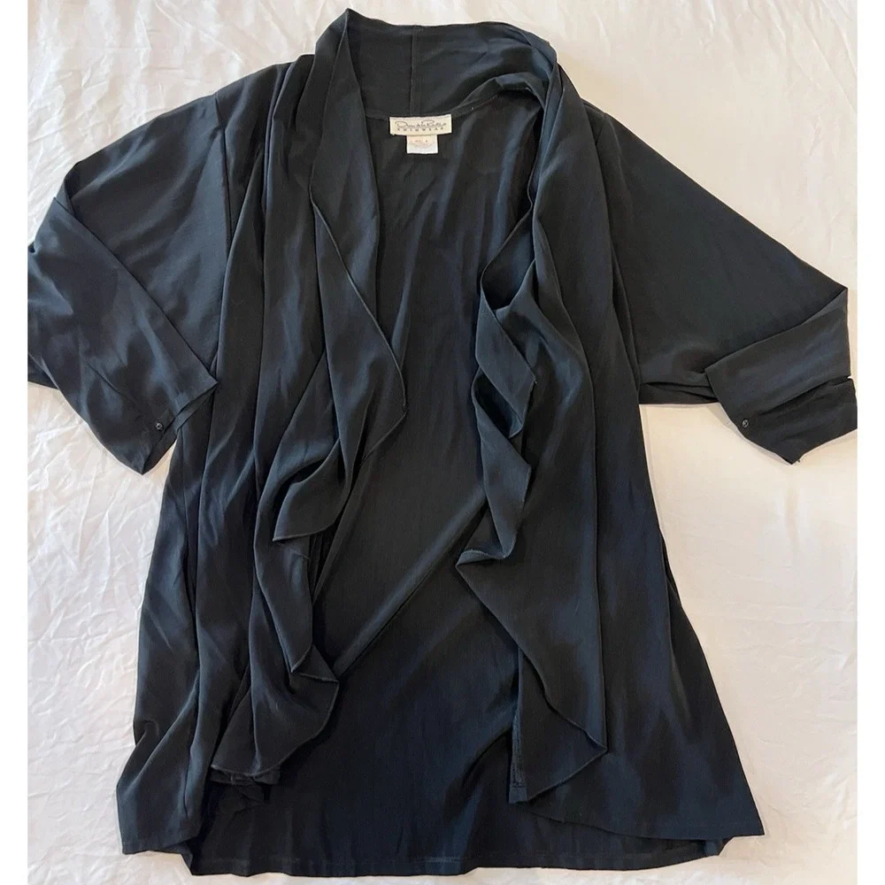 VNTG OSCAR De La RENTA P/S Swimwear BLACK ClassicCover Up Cruise Loungewear 80's